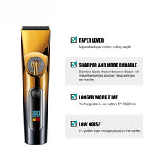 Load image into Gallery viewer, Professional Hair Trimmer Electric Hair Clipper IPX6 Waterproof Haircuts Machine LED Display Barber Trimmer for Men