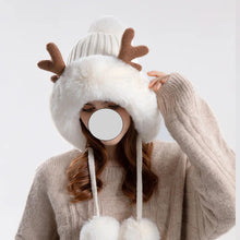 Load image into Gallery viewer, Christmas Deer Horn Knitted Hat Women Winter Outdoor Skiing Cold Proof Plush Ear Protection Woolen Hat