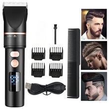 Load image into Gallery viewer, Men&#39;s Electric Hair Clipper Rechargeable Hair Cutter Stainless Steel Trimmer Head Men Hair Cutting Barber Machine LCD Display