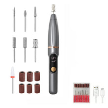 Load image into Gallery viewer, 2in1 Electric Nail Filer with Heads&amp;Sand Circle Cordless Nail Art Drill 15000 RPM Manicure Grinder Set for Gel/Acrylic/Dip Powder