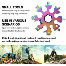 Load image into Gallery viewer, 3-Pack Stainless Snowflake Shape Key Chain Screwdriver 18 In 1 Multi Tool Portable