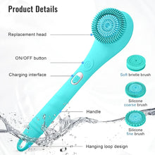 Load image into Gallery viewer, Electric Body Brush Rechargeable Scrubber Shower Brush with Handle Spin Skin Cleaning Brush for Men Women Massage Exfoliating