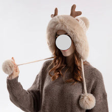 Load image into Gallery viewer, Christmas Deer Horn Knitted Hat Women Winter Outdoor Skiing Cold Proof Plush Ear Protection Woolen Hat