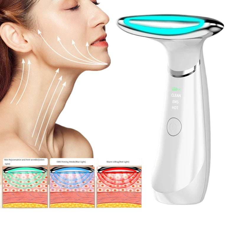 Neck Face Beauty Device EMS Neck Face Lifting Massager Skin Tighten Device LED Photon Anti Wrinkle Double Chin Remover