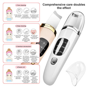 Ultrasonic Scrubber Skin Spatula Face Gentle Scraper Peel Comedones Extractor Pore Cleanser Facial Lifting Tool