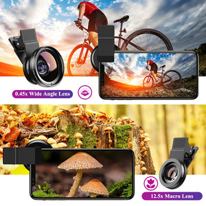 Professional Phone Camera Lens 12.5x Macro Camera Photo HD 0.45x Super Wide Angle Lens for Samsung IPhone All Smartphones