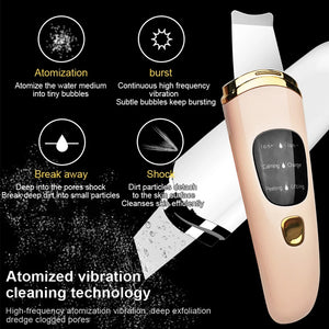 Ultrasonic Scrubber Skin Spatula Face Gentle Scraper Peel Comedones Extractor Pore Cleanser Facial Lifting Tool