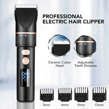 Load image into Gallery viewer, Men&#39;s Electric Hair Clipper Rechargeable Hair Cutter Stainless Steel Trimmer Head Men Hair Cutting Barber Machine LCD Display