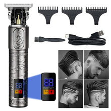 Load image into Gallery viewer, Men&#39;s Hair Clipper Waterproof Rechargeable Cordless Hair Beard Trimmer Kit with LED Display 3 Limit Combs for Zero Gap Baldhead