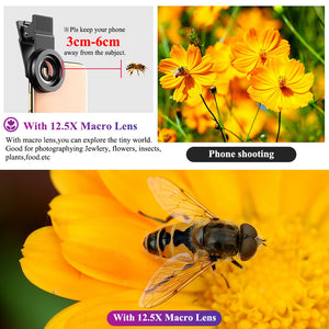 Professional Phone Camera Lens 12.5x Macro Camera Photo HD 0.45x Super Wide Angle Lens for Samsung IPhone All Smartphones