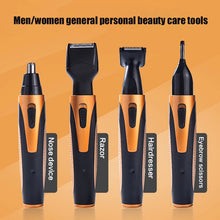 Load image into Gallery viewer, 4 in 1 Rechargeable Electric Nose Hair Trimmer Removal Clipper Shaver Machine Beard Eyebrow Trimmer for Men Nose Hair Cutter