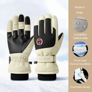 Winter Waterproof Cycling Gloves Sports Running Motorcycle Ski Touch Screen Fleece Gloves Non-slip Warm Full Fingers Ski Gloves