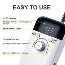 Load image into Gallery viewer, 45000RPM Electric Nail Drill Machine Professional Nail Drills for Gel Nails Polish Rechargeable Portable Nail File Manicure Tool