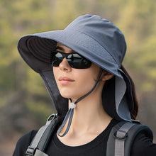 Load image into Gallery viewer, Wide Large Brim Bucket Hat Neck Protection Sun Hat Summer Outdoor UV Anti Shawl Visor Cap Fishing Hiking Ladies Hat Women Bonnet