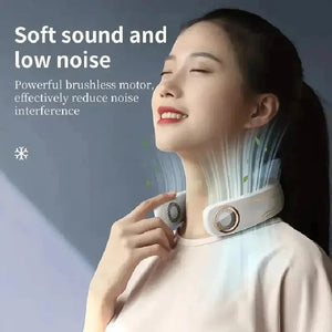 Portable Around Hanging Big Wind Bladeless USB Air Conditioner Neck Fan With Colorful Dazzling Lights