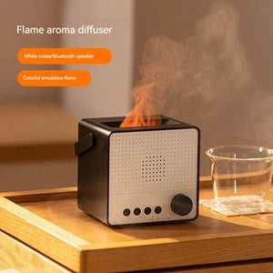 Creative Simulation of Colorful Flame Diffuser Wireless Smart Bluetooth Speaker Household Fog Humidifier