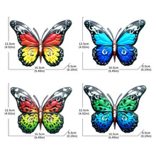 Load image into Gallery viewer, 4 Pieces 3D Metal Butterfly Wall Art Decoration Ornaments Indoor Outdoor Garden Yard Wall Hanging Sheds Walls Fences