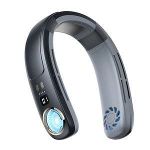 Portable Around Hanging Big Wind Bladeless USB Air Conditioner Neck Fan With Colorful Dazzling Lights