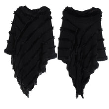 Load image into Gallery viewer, Women Winter Knit Hooded Poncho Cape Lady Spring Fringed Shawl Wrap Sweater Pullover Vintage Chic Tassels Cloak Capes