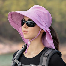 Load image into Gallery viewer, Wide Large Brim Bucket Hat Neck Protection Sun Hat Summer Outdoor UV Anti Shawl Visor Cap Fishing Hiking Ladies Hat Women Bonnet