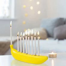 Load image into Gallery viewer, Creative Banana Menorah Tabletop Candlestick Decor Resin Novelty Banana Menorah Hanukkah Chanukah Candle Holder with 9 Holes