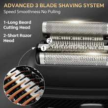 Load image into Gallery viewer, Electric Foil Shavers for Men Mini Electric Razor for Beard/Face with 3 Floating Blades LED Display Cordless Face Shaver