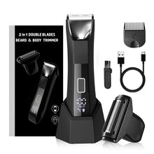 Load image into Gallery viewer, Groin Body Hair Trimmer Dual Head Skin Safe Trimmer Foil Blades Waterproof Wet Dry Groomer USB-C Rechargeable Ball Shaver