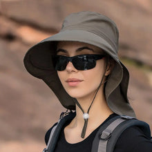 Load image into Gallery viewer, Wide Large Brim Bucket Hat Neck Protection Sun Hat Summer Outdoor UV Anti Shawl Visor Cap Fishing Hiking Ladies Hat Women Bonnet