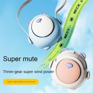 Small Fan Cute Rechargeable Electric Fan Hanging Neck Mute Summer Gifts Mini Neck Fans Cartoon Personal Fans Home Appliance