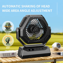 Load image into Gallery viewer, 6000mAh Camping Fan Rechargeable Outdoor Fan Ceiling Oscillating Fan Portable Air Conditioner Air Cooler with Lighting
