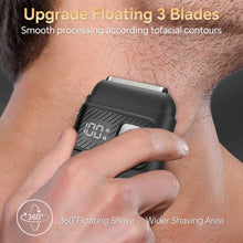 Load image into Gallery viewer, Electric Foil Shavers for Men Mini Electric Razor for Beard/Face with 3 Floating Blades LED Display Cordless Face Shaver