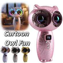 Load image into Gallery viewer, Turbo Mini Handheld Fan Strong Wind Quiet USB Rechargeable Fan Owl Shaped Lightweight Personal Cooling Fan for 3000mAh