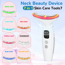 Load image into Gallery viewer, 7 Colours Neck Beauty Instrument, Face Neck Body High-frequency Beauty Massage Constant Temperature Hot Compress
