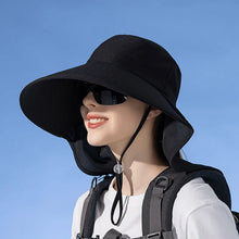 Load image into Gallery viewer, Women's Ponytail Hats Long Wide Brim Fisherman Caps Summer UV Neck Protection Sun Bucket Hats Female Outdoor Beach Cap