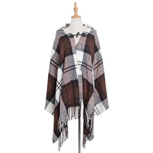 Load image into Gallery viewer, Hooded Open Stitch Loose Coat Big Hat Capes Women Winter Thick Outwear Tibet Classic Printed Tassel Fringe Cloak