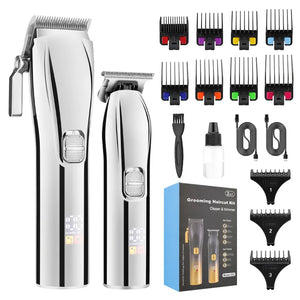 Men Professional Digital Display Hair Clipper Set Machine Electric Hair Trimmer Kit Salon Engraving Push Electric Shaver Kit