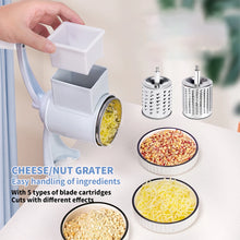 Load image into Gallery viewer, Rotary Grater Food Mills Nut Grinder With 2 Drum Blade for Cheese Grating and Nuts Grinding Vegetable Shredding Fruits Slicer