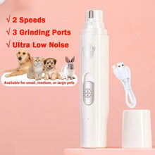 Load image into Gallery viewer, Dog Nail Drill 2-Speed Electric Rechargeable Pet Nail Trimmer Painless Paws Grooming Smoothing for Small Medium Large Dogs Cat