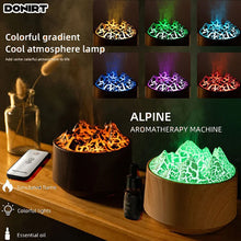 Load image into Gallery viewer, New Volcanic Crack Aromatherapy Wood Grain Humidifier Home Office Desktop Colorful Lights Flame Humidifier Aromatherapy Machine