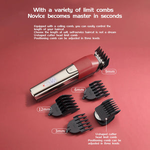 6 in 1 Hair Clipper Professional Hair Cutting Machine for Men Multi-function Waterproof Hair Trimmer LCD Display Clippers Kit