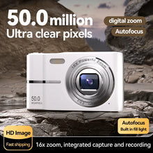 Load image into Gallery viewer, 50MP Digital Camera 1080P HD Small Portable  CMOS Student Party Mini Camera 16x Zoom 2.4in Entry-level Retro ABS Anti Shake