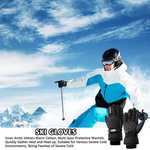 Men Winter Waterproof Cycling Gloves Outdoor Sports Running Motorcycle Ski Touch Screen Fleece Gloves Non-slip Warm Full Fingers