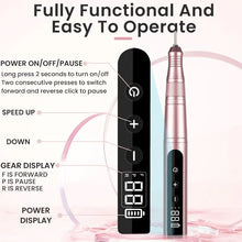 Load image into Gallery viewer, 35000RPM Nail Drill Professional Rechargeable Cordless Electric File Portable LED Screen Kit