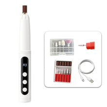 Load image into Gallery viewer, Low Noise Electric Nail Drill with UV Light Multiple Grinding Heads Cordless Nail File 3 Modes Adjustable Pen-Style