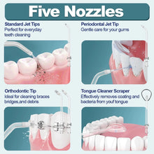 Load image into Gallery viewer, Portable Oral Irrigator Water Flosser Rechargeable 8 Modes Dental Water Jet for Teeth 400ML Tank Waterproof 5 Tips Teeth Cleaner