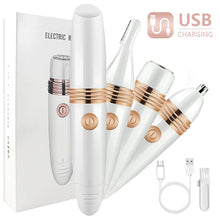 Load image into Gallery viewer, 3 IN 1 Rechargeable Electric Eyebrow Trimmer Epilator Female Body Facial Lipstick Shape Hair Removal Mini Painless Razor Shaver