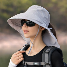 Load image into Gallery viewer, Wide Large Brim Bucket Hat Neck Protection Sun Hat Summer Outdoor UV Anti Shawl Visor Cap Fishing Hiking Ladies Hat Women Bonnet