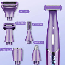 Load image into Gallery viewer, 6-in-1 Women's Electric Shaver Replaceable Heads for Whole Body Private Epilator Shaving Razor Nose Hair Trimmer