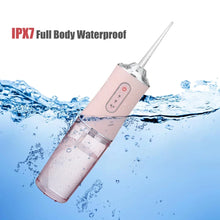 Load image into Gallery viewer, Oral Irrigator Portable Dental Water Flosser USB Rechargeable Water Jet Floss Tooth Pick 4 Jet Tip 220ml 3 Modes Teeth Cleaner