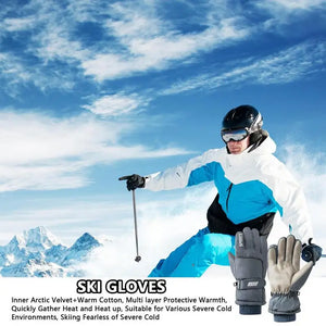 Men Winter Waterproof Cycling Gloves Outdoor Sports Running Motorcycle Ski Touch Screen Fleece Gloves Non-slip Warm Full Fingers